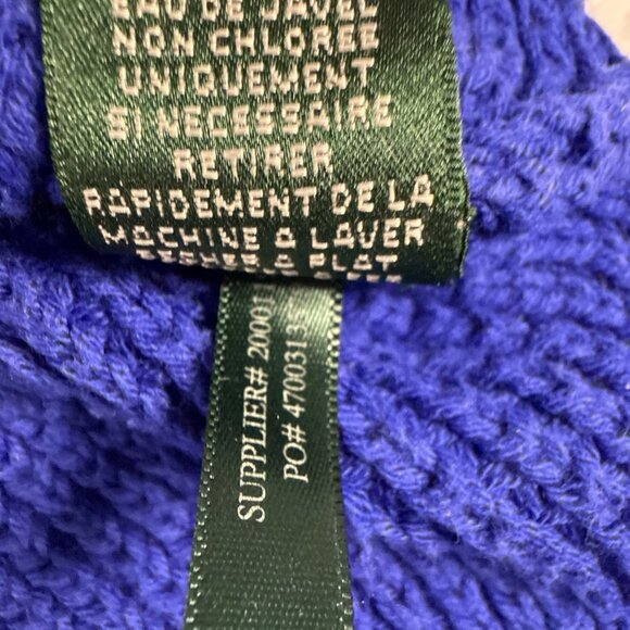 Ralph Lauren LRL Womens Sweater Med Cotton Blend Royal Blue V Neck Collar - Picture 7 of 10
